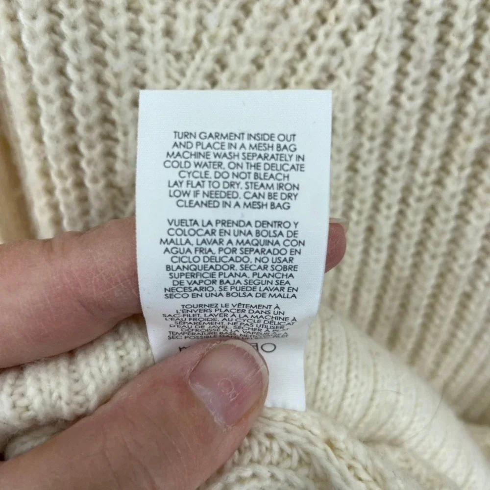 Cabi Cardigan Womens Sz M Cream Knit Button Front V Neck‎ Long Sleeve Long Line